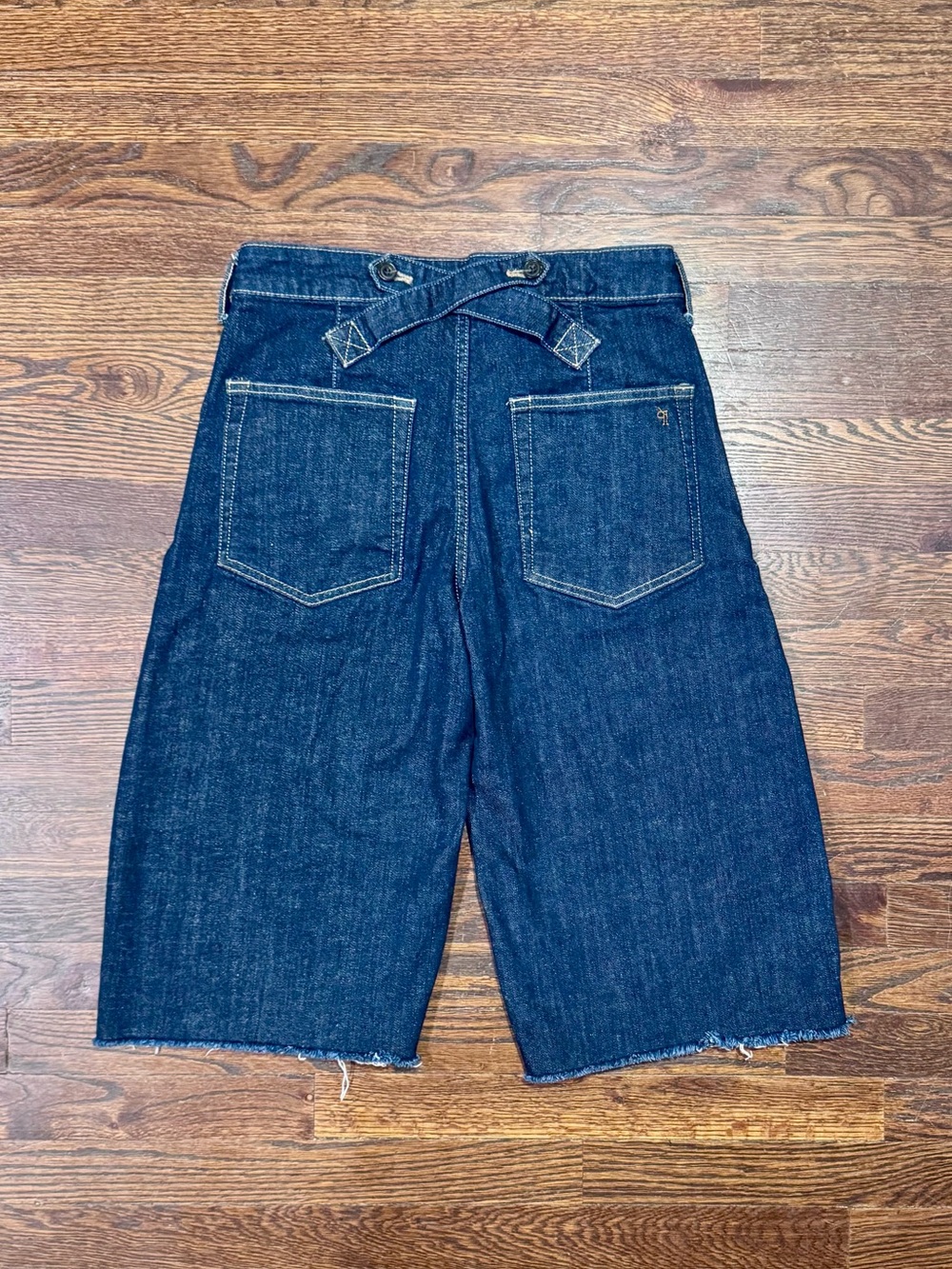 Anthropologie Pilcro Dark Indigo Wide-Leg Denim Carpenter Shorts - Picture 3 of 4